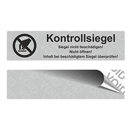 VOID Sicherheitsetiketten"Kontrollsiegel mit Logo" auf Rolle - 80 x 20 mm - Schwarz (100) von Etikettenshop Thon