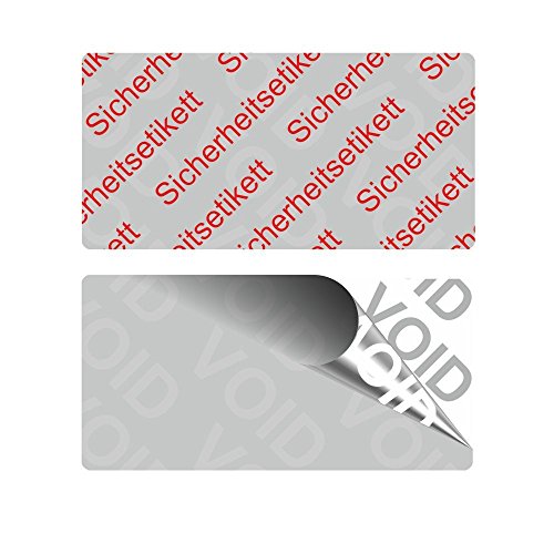 VOID Sicherheitsetiketten "Sicherheitsetikett" auf Rolle - 28 x 14 mm - 1000 Stück - silber von Etikettenshop Thon