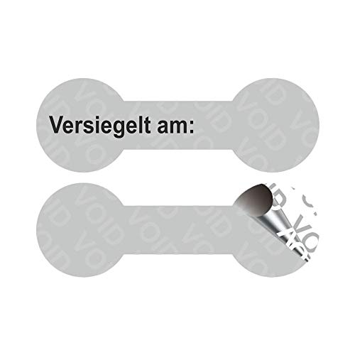VOID Sicherheitsetiketten "Versiegelt am" auf Rolle - 60 x 20 mm (Schwarz - 100 Stück) von Etikettenshop Thon