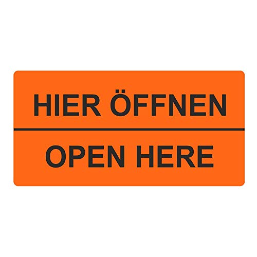 Warnetiketten/Versandaufkleber "HIER ÖFFNEN OPEN HERE" auf Rolle - 100 x 50 mm - 500 Stück von Etikettenshop Thon