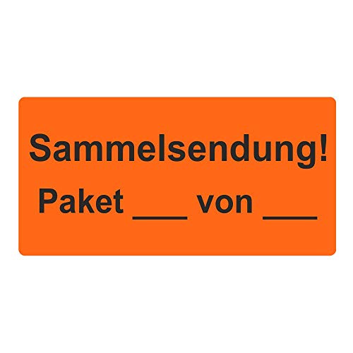 Warnetiketten/Versandaufkleber "Sammelsendung! Paket___von___" auf Rolle - 100 x 50 mm - 500 Stück von Etikettenshop Thon