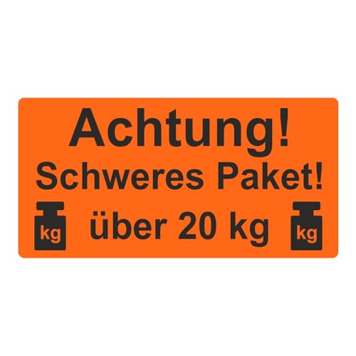 Warnetiketten/Versandetiketten "Achtung! Schweres Paket! über 20 kg" auf Rolle - 100 x 50 mm - 500 Stück von Etikettenshop Thon