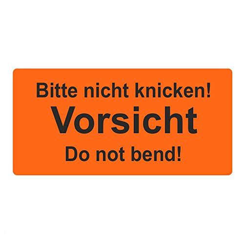 Warnetiketten/Versandetiketten "Bitte nicht knicken! Vorsicht Do not bend!" auf Rolle - 100 x 50 mm - 500 Stück von simhoa