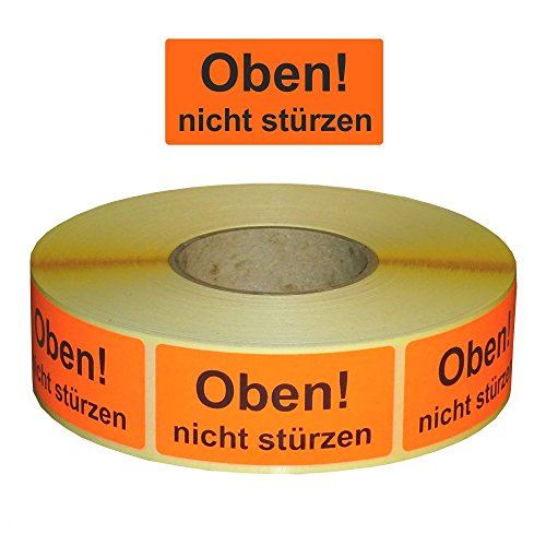 Warnetiketten/Versandetiketten "Oben! nicht stürzen" auf Rolle - 30 x 62 mm - 1.000 Stück von Etikettenshop Thon