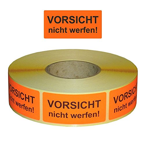 Warnetiketten/Versandetiketten "VORSICHT nicht werfen!" auf Rolle - 30 x 62 mm - 1.000 Stück von Etikettenshop Thon