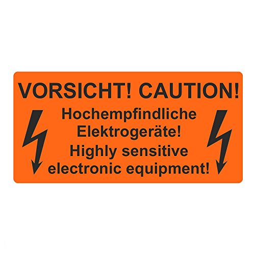Warnetiketten/Versandetiketten"Vorsicht! Caution! Empfindliche Elektrogeräte Highly sensitive electronic equipment" auf Rolle - 100 x 50 mm - 500 Stück von Etikettenshop Thon