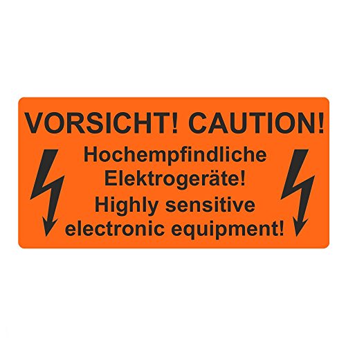 Warnetiketten/Versandetiketten "Vorsicht! Caution! Empfindliche Elektrogeräte Highly sensitive electronic equipment" auf Rolle - 100 x 50 mm - 500 Stück von Etikettenshop Thon