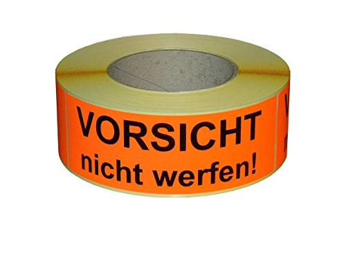 Warnetiketten / Versandetiketten "VORSICHT nicht werfen!" auf Rolle - 50 x 150 mm - 500 Stück von Etikettenshop Thon
