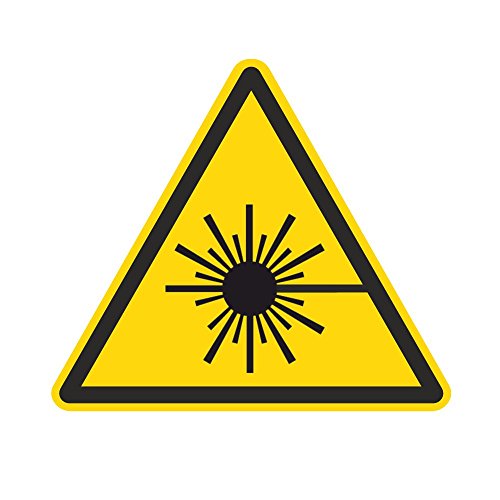 Warnzeichen W004 - Warnung vor Laserstrahl - Aufkleber aus Folie - 50 mm - 250 Stück von simhoa