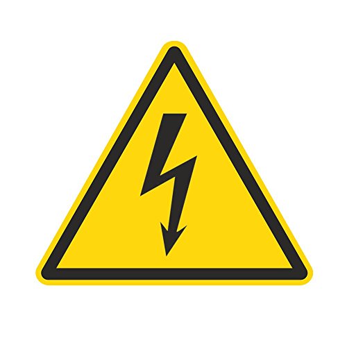 Warnzeichen W012 - Warnung vor elektrischer Spannung - Aufkleber aus Folie - 50 mm - 250 Stück von Etikettenshop Thon