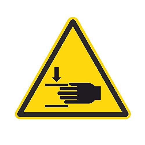 Warnzeichen W024 - Warnung vor Handverletzungen - Aufkleber aus Folie - 50 mm - 250 Stück von Etikettenshop Thon