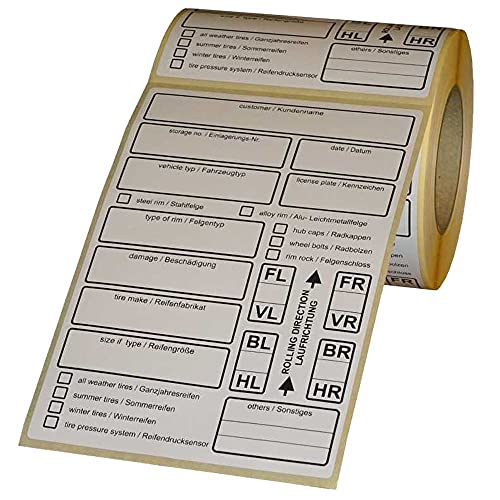 tire labels / Reifenetiketten für Einlagerung auf Rolle - EXTRA STARK haftend - 100 x 150 mm - 200 Stück - Variante D von simhoa