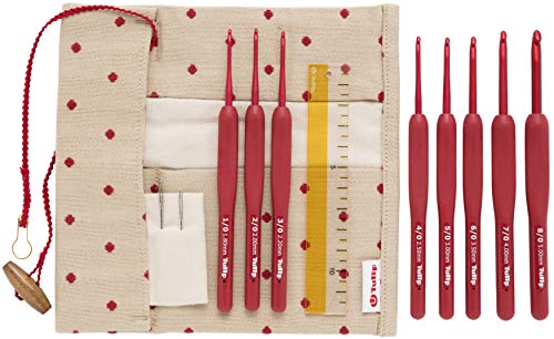 Tulip TED-001E CROCHET HOOK Häkelhaken-Set, Aluminium, Gummi, Rot/Ausflug, einfarbig (Getaway Solids) Tulip TED-001E CROCHET HOOK Häkelhaken-Set, Aluminium, Gummi, Rot/Ausflug, einfarbig (Getaway Solids) von Tulip