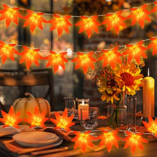 Etopgo Herbst Dekoration Lichterkette, 3M 20 LED Herbstdeko lichterkette Batterie mit Timer, Herbst Ahornblatt Deko Lichterkette für Halloween, Herbstfest, Erntedankfest, Weihnachts Etopgo Herbst Dekoration Lichterkette, 3M 20 LED Herbstdeko lichterkette Batterie mit Timer, Herbst Ahornblatt Deko Lichterkette für Halloween, Herbstfest, Erntedankfest, Weihnachts von Etopgo