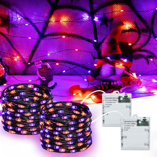 Etopgo Halloween Deko Lichterkette, 2 Stück 5M 50LED Orange Lila Lichterketten mit Timer, 4 Modi Batteriebetriebenes Lichtr für Halloween-Vorabend, Party, Garten Etopgo Halloween Deko Lichterkette, 2 Stück 5M 50LED Orange Lila Lichterketten mit Timer, 4 Modi Batteriebetriebenes Lichtr für Halloween-Vorabend, Party, Garten von Etopgo