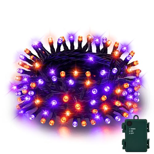 Etopgo Halloween Deko Lichterkette, 5M 50LED Orange Lila Lichterketten Batterie mit Timer, IP65 Wasserdicht Halloween Dekorationen Outdoor für Innen Außen, Party, Garten Etopgo Halloween Deko Lichterkette, 5M 50LED Orange Lila Lichterketten Batterie mit Timer, IP65 Wasserdicht Halloween Dekorationen Outdoor für Innen Außen, Party, Garten von Etopgo