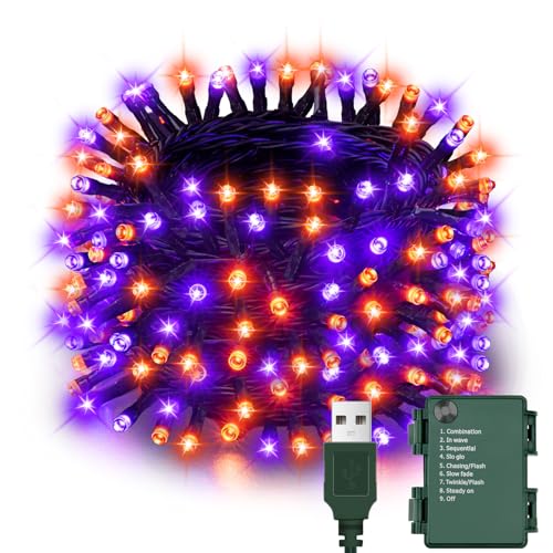 Etopgo Halloween Lichterkette Batterie, 10M 100 LED Orange Lila Lichterketten mit Timer und 8 Modi, Batterie+USB Wasserdicht Halloween Deko Outdoor Lichter für Innen Außen, Party, Garten Etopgo Halloween Lichterkette Batterie, 10M 100 LED Orange Lila Lichterketten mit Timer und 8 Modi, Batterie+USB Wasserdicht Halloween Deko Outdoor Lichter für Innen Außen, Party, Garten von Etopgo