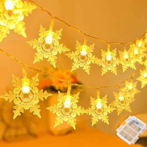 Etopgo Schneeflocke Lichterkette, 6M 40 LED Lichterkette Außen Batterie mit Timer, IP65 Wasserdicht Outdoor Lichterkette für Weihnachten, Garten, Schlafzimmer, Hochzeit Innen Aussen Deko (Warmweiß) Etopgo Schneeflocke Lichterkette, 6M 40 LED Lichterkette Außen Batterie mit Timer, IP65 Wasserdicht Outdoor Lichterkette für Weihnachten, Garten, Schlafzimmer, Hochzeit Innen Aussen Deko (Warmweiß) von Etopgo