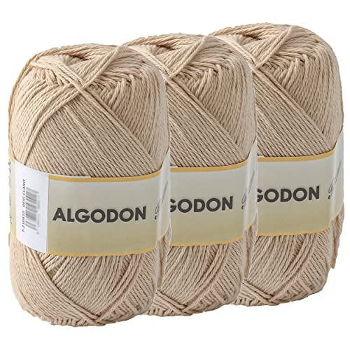 Baumwollgarn 100% Baumwolle 220 Meter zum Stricken und Häkeln, Packung mit 3 x 100g, Farbe Hellbeige Baumwollgarn 100% Baumwolle 220 Meter zum Stricken und Häkeln, Packung mit 3 x 100g, Farbe Hellbeige von Etrexonline
