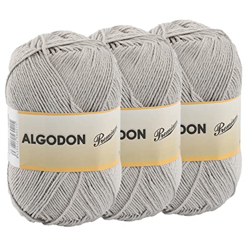 Etrexonline Baumwollgarn aus 100 % Baumwolle, perfekt zum Stricken oder Häkeln, Steinfarben, 100 g, 220 m x 3 Stück von Etrexonline