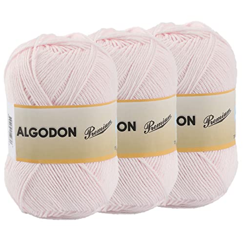 Baumwollgarn 100% Baumwolle 220 Meter zum Stricken und Häkeln, Packung mit 3 x 100g, Farbe Babyrosa Baumwollgarn 100% Baumwolle 220 Meter zum Stricken und Häkeln, Packung mit 3 x 100g, Farbe Babyrosa von Etrexonline