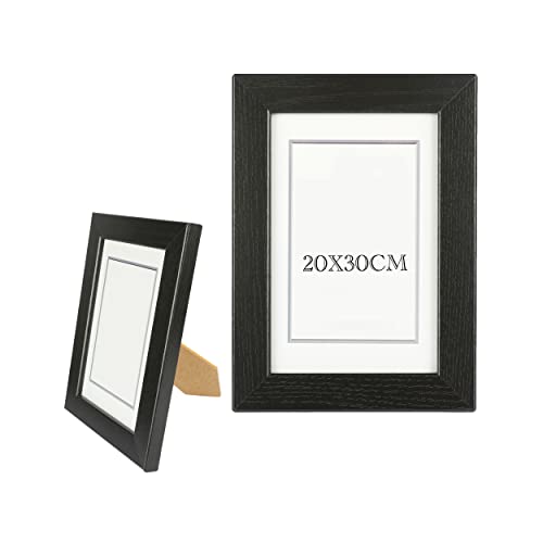 Bilderrahmen 20x30cm Schwarz Holz mit Aufsteller, Fotorahmen Holz mit Glasplatte für Tisch und Wand von Etrexonline