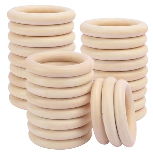 Etyrerre 30er-Pack Unbehandelte Holzringe, Natürliche 4-Bastelringe für Heimwerkerarbeiten, Schmuckherstellung, Makramee und Heimdekoration Etyrerre 30er-Pack Unbehandelte Holzringe, Natürliche 4-Bastelringe für Heimwerkerarbeiten, Schmuckherstellung, Makramee und Heimdekoration von Etyrerre