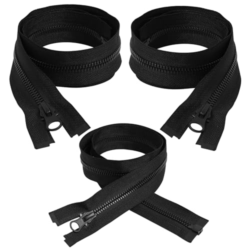 EuAcesry 3er Set #5 Reißverschluss schwarz, 70 cm, 32 mm, Größe #5, für Schneiderarbeiten, Jacken, Mäntel, Nähen, DIY-Projekte, Schwarz von EuAcesry