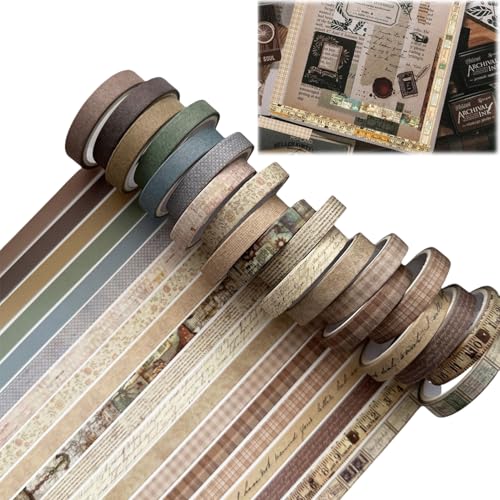 EuAcesry Vendemmia Washi Tape Scrapbooking Set, mageres Retro-Klebeband, bunt, 20 Stück bunte Scotch-Dekorationen, für Heimwerker, Projekt-Tagebücher, Planer, Packungen von EuAcesry