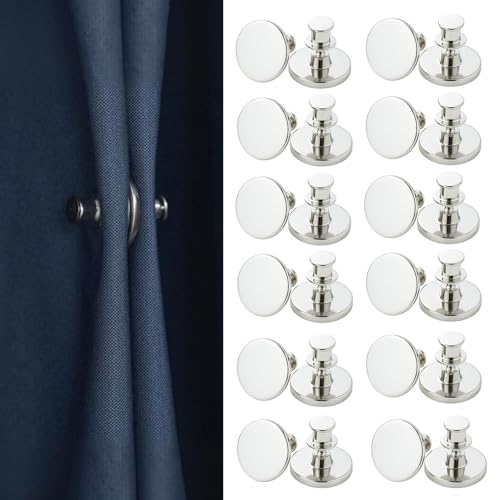 EuAcesry Vorhang Magnetknopf, 12 Paare Magnetische Raffhalter, Magnetischer Verschluss Gewichte Gardinen Duschvorhang Magnet Zubehör für Schlafzimmer Wohnzimmer Esszimmer Badezimmer Büro(Silber) von EuAcesry