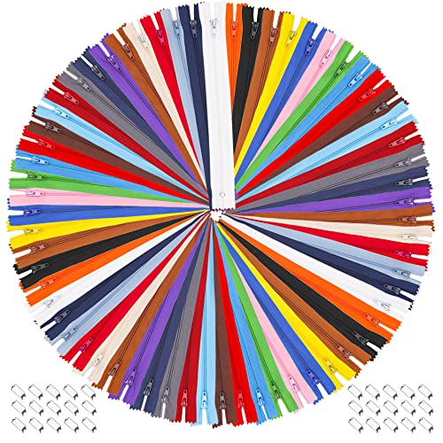 EuTengHao 100 Stück Nylon Reißverschlüsse, 20 cm, Nähzubehör mit Reißverschluss-Nähfuß für Kleidung, Taschen, Handwerk (20 Farben) von EuTengHao