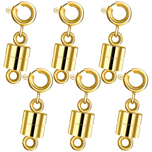 EuTengHao Magnetischer Halskettenverschluss mit Verschlüssen, 18 Karat Gold, magnetische Schmuckverschlüsse, Konverter für Armbänder, Halsketten, Fußkettchen, Kettenverlängerung, 6 Stück von EuTengHao