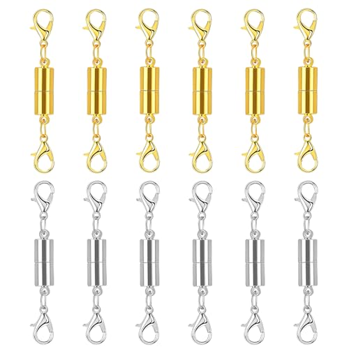 EuTengHao Magnetischer Halskettenverschluss mit doppelten Karabinerverschlüssen, 18 Karat Gold und Silber, Schmuck-Magnetverschlüsse, Konverter für Armbänder, Halsketten, Kettenverlängerung von EuTengHao