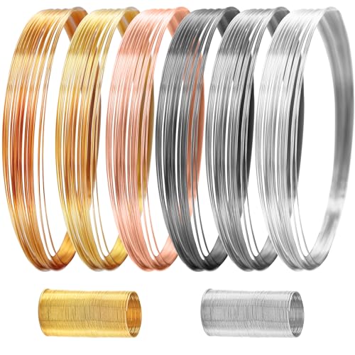 EuTengHao Schmuck-Memory-Draht aus Edelstahl für Schmuckherstellung, Halsketten, Armbänder, Ringe, Ohrringe, Bastelbedarf, DIY-Schmuckherstellung, Draht (6 Farben x 4 m, 320 Spulen) von EuTengHao