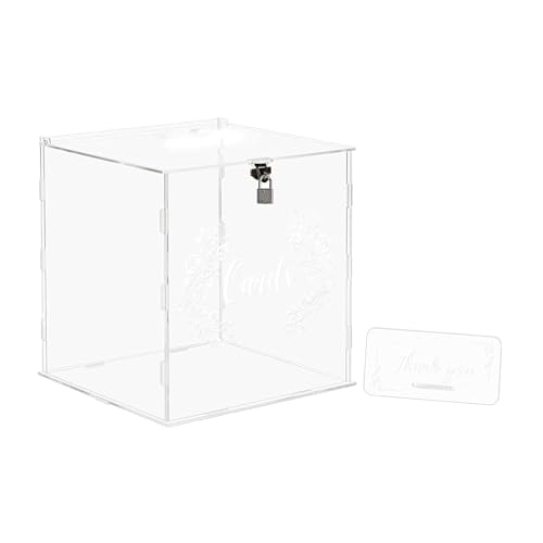 Euakee Acryl Kartenbox mit Schloss Geschenk, Große Kartenbox für Hochzeit Briefkasten Umschlag Box, Acryl Geschenkkarte Box Spardose für Party Geburtstag Empfang von Euakee