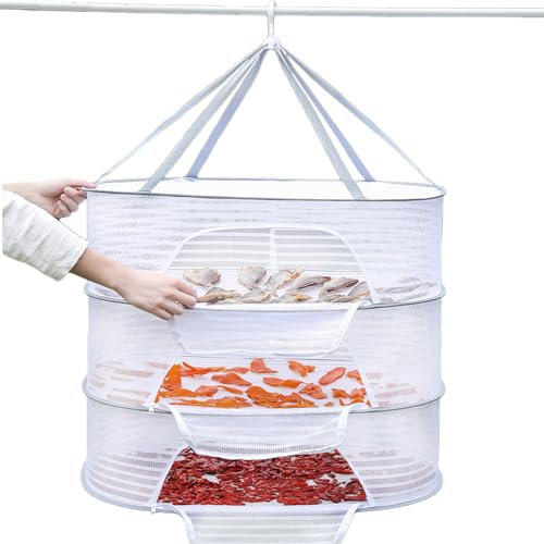 Eubeneortho Wäscheständer, faltbar, zum Aufhängen, mit Reißverschlüssen, Korb, Trocknernetz für Obst, Samen, Gemüse, Fisch oder Kleidung, Puppen (70,1 x 50 x 104,1 cm) von Eubeneortho
