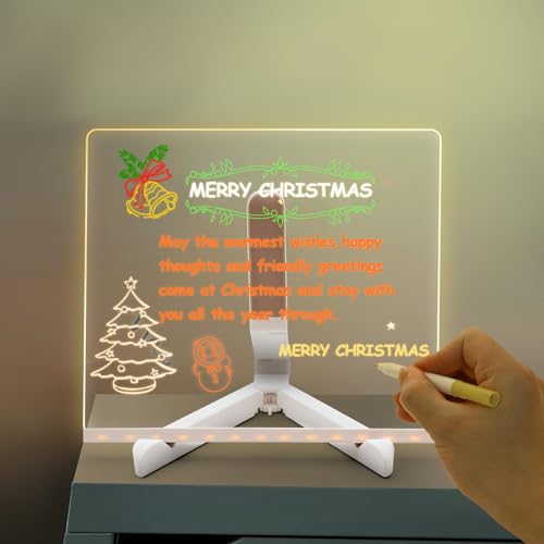 Eucomir LED Notiztafel mit Farben, LED Schreibtafel 20x20cm, Acryl Notiztafel mit 7 Farben Stift mit Ständer, Led Note Board Abwischbar Verfügbar als Notizblock, Schreibtafel,Message Board von Eucomir