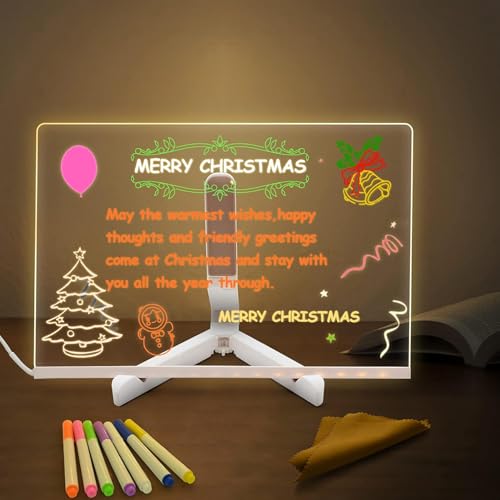 Eucomir LED Notiztafel mit Farben, LED Schreibtafel 20x30cm, Acryl Notiztafel mit 7 Farben Stift mit Ständer, Led Note Board Abwischbar Verfügbar als Notizblock, Schreibtafel,Message Board Eucomir LED Notiztafel mit Farben, LED Schreibtafel 20x30cm, Acryl Notiztafel mit 7 Farben Stift mit Ständer, Led Note Board Abwischbar Verfügbar als Notizblock, Schreibtafel,Message Board von Eucomir