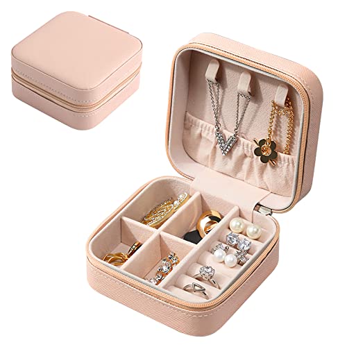 Eucomir Schmuckkästchen für Damen,Schmuckschatulle Reise,Klein PU-Leder Schmuckaufbewahrung Schmuckkoffer,Mini Schmuckbox Reise für Ringe, Ohrringe, Armbänder, Ketten für Frauen,Ehefrau,Mutter, Rosa von Eucomir