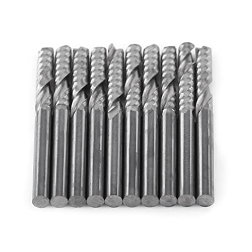 10pcs 1/8 "Schaft -Einflötenendmühlenbits Wolfram -Carbid -CNC PVC MDF Schneidwerkzeug 3.175 Mm Durchmesser 22 Mm Schnittlänge, Obere Chip -Evakuierung, Glatte Schneidfläche, Oberfläche, Glatte von Eujgoov