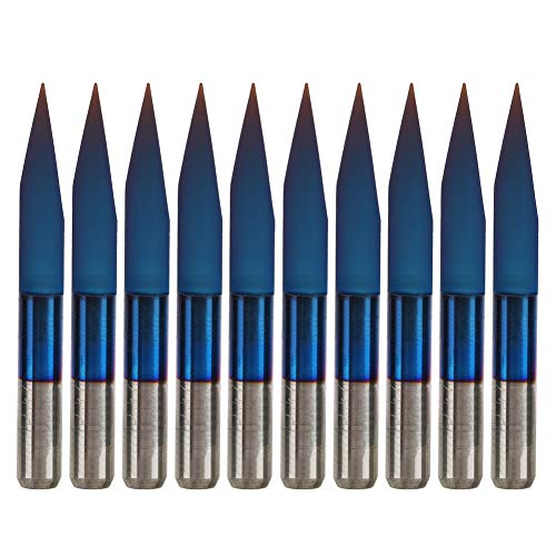 10pcs 3.175 Gravurbit, PCB -Gravurbit mit Einer Box, Bohrmaschinenständer Tungstenstahl CNC Router Tool ((20 °*0,2)) von Eujgoov