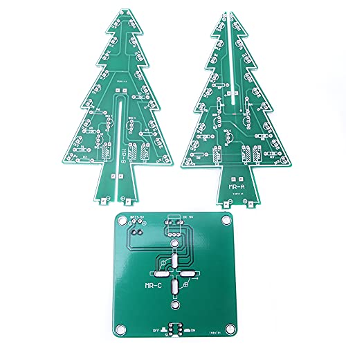 3D-Weihnachtsbaum-LED-DIY-Kits, 4,5-5-V-Leiterplatten-Kit, Dekorative PCB-Stereo-Weihnachtsbaum, Elektronische Komponenten Zum Löten (Dreifarbiges DIY-Set) von Eujgoov