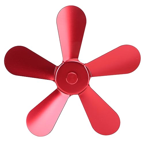5 Blatt Aluminiumlegierung Herd Lüfter Blatt Ersatz, Breite Kompatibilität, Mehr Heißluftkreislaufeffekt, Einfache Installation für Wärmekaminventilator, Holzofenlüfter (SILVER) (Rot) von Eujgoov