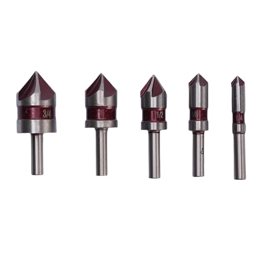 5 -teilige Countersink Bits Set, 82 Grad Countersink Chamfer Tool Set 1/4 "3/8" 1/2 "5/8" 3/4 " 5 -teilige Countersink Bits Set, 82 Grad Countersink Chamfer Tool Set 1/4 "3/8" 1/2 "5/8" 3/4 " von Eujgoov