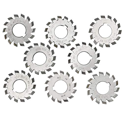 8pcs Getriebeschneider Hochgeschwindigkeit Stahlfräsen Cutter 20 ° Druckwinkel -Schneidwerkzeug Industriemittel M1,5 5 Mmx6 Mm für Fräser mit 8 Sätzen von Eujgoov