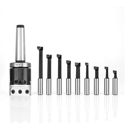 Bohrkopf-Set mit MT3-M12 Dorn F1-12 50 Mm Bohrkopf und 9 Stück 12 Mm Bohrstangen Passend für Fräs-, Form- und Bohrmaschinen von Eujgoov