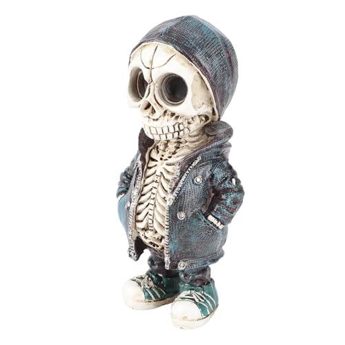 Eujgoov 1.6x2.2x5.3in Harz Skelettfiguren, Exquisite Halloween -Schädelskulpturen, Horror -Ornamente für Spukhäuser (B) von Eujgoov