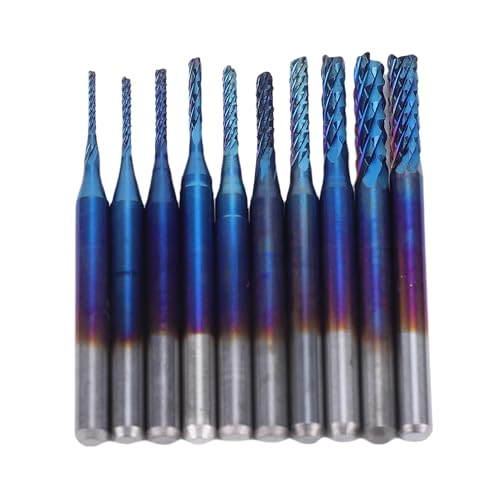 Eujgoov 10 Stcs 0,8-3 Mm Carbid End Mill Set 1/8 Zoll Schaft Blau Beschichtete CNC-Router-Bits Zum Mahlen von Schnitzgraven Eujgoov 10 Stcs 0,8-3 Mm Carbid End Mill Set 1/8 Zoll Schaft Blau Beschichtete CNC-Router-Bits Zum Mahlen von Schnitzgraven von Eujgoov