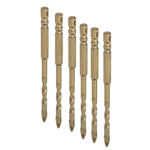 Eujgoov 10pcs Mauerwerkstraßen mit Hexem Griff Zementiertes Carbid -Keramikfliesenkreuzspeer 1/4 -Zoll Bohrer Bit Kit für Glasholzbeton (6 mm Lochdurchmesser) von Eujgoov