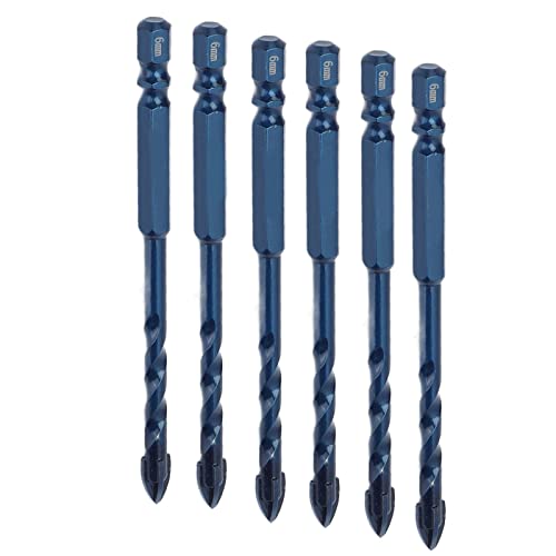 Eujgoov 10pcs Mauerwerkstraßen mit Hexem Griff Zementiertes Carbid -Keramikfliesenkreuzspeer 1/4 -Zoll Bohrer Bit Kit für Glasholzbeton (6 mm Lochdurchmesser) von Eujgoov